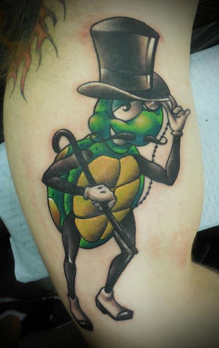 Tattoos - New School Gentleman Turtle. - 108121